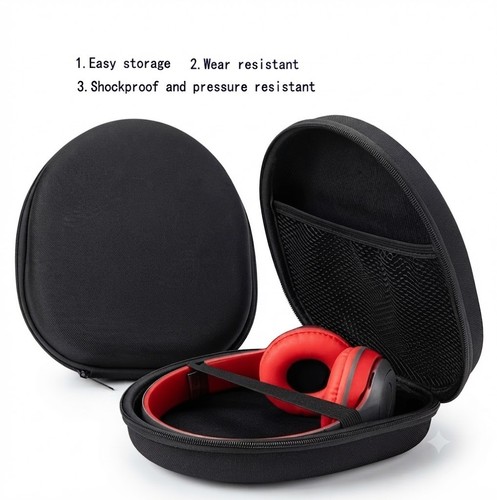 Black headphone storage case - black,